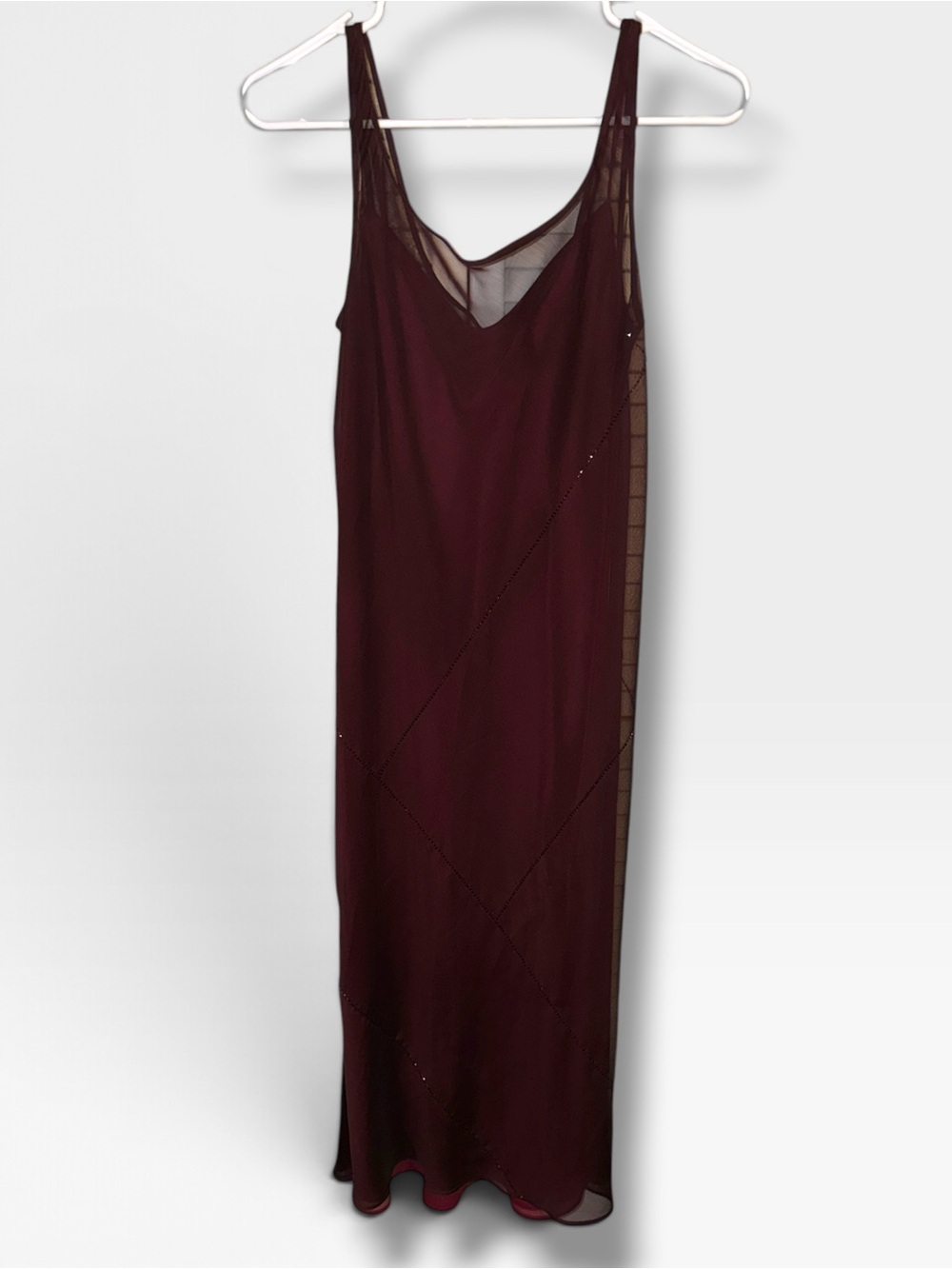 Laundry by Shelli Segal Sheer Burgundy Slip Dress